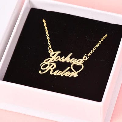 PERSONALIZED HEART NAME NECKLACE, 24K GOLD