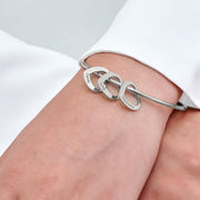 Bangle Bracelet with Heart Shape Pendants